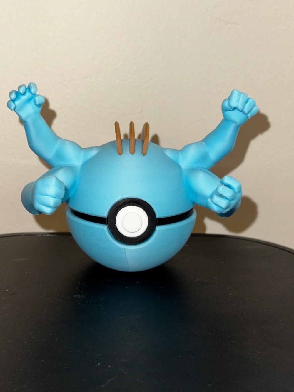 Blue Four-Armed Brawler Sphere Display – 3D Printed Quad-Arm Monster Orb